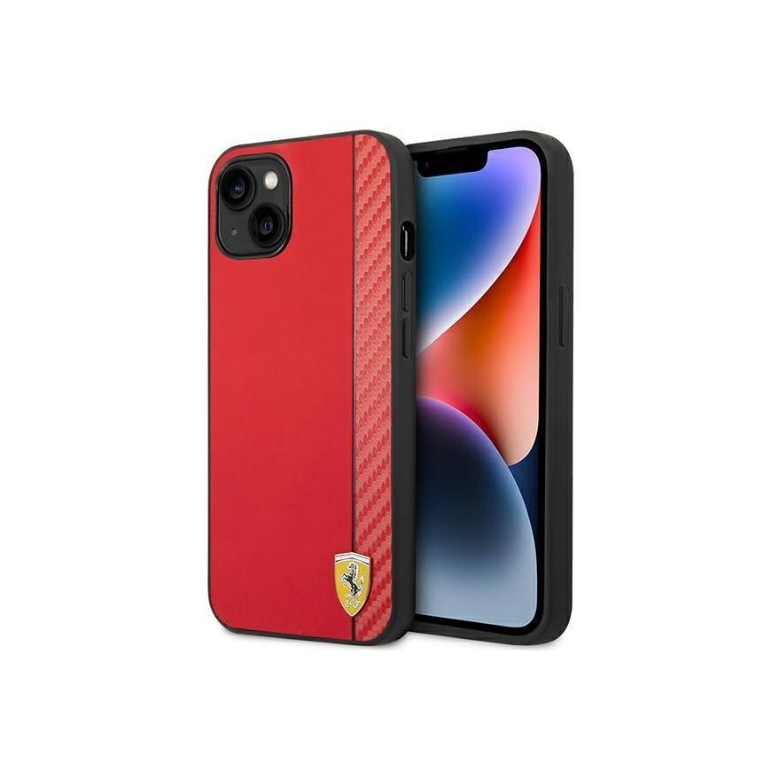 Ferrari FEHCP14MAXRE iPhone 14 Plus 6,7 colio raudonas/raudonas kietas dėklas, anglis