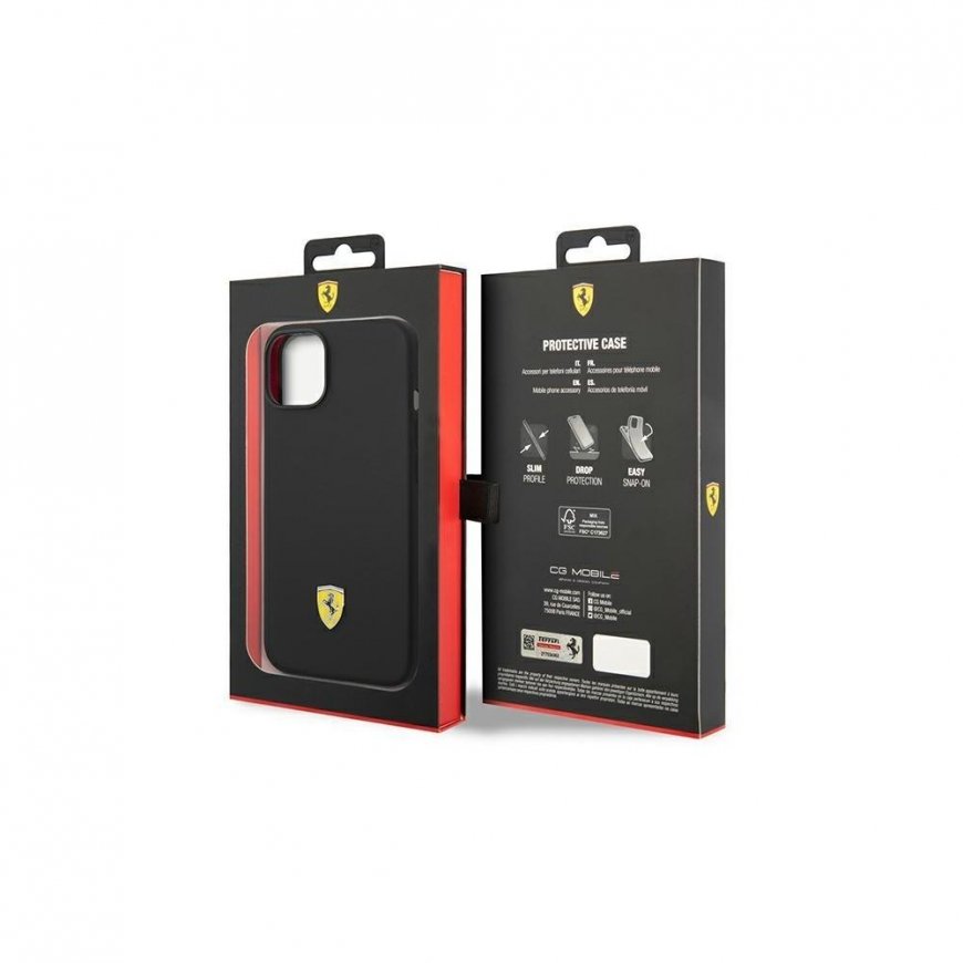 Case Ferrari FEHCP14MSIBBK iPhone 14 Plus 6.7" Black/Black Hard Silicone Metal Logo – 4