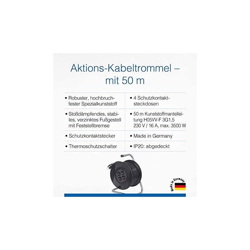 Extension cord AS-SCHWABE H05VV-F 3G1,5 50m – 5