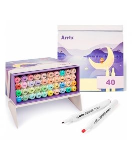 Double-sided markers - felt-tip pens ARRTX Alp, 40 colors, pastel shades