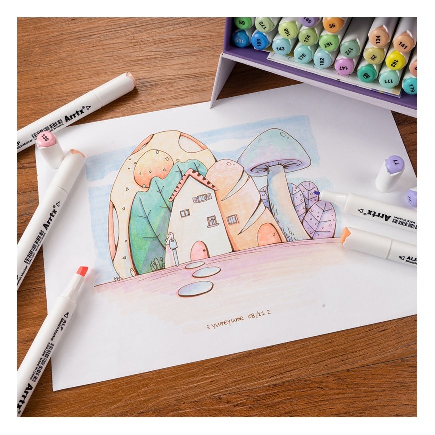 Double-sided markers - felt-tip pens ARRTX Alp, 40 colors, pastel shades – 2