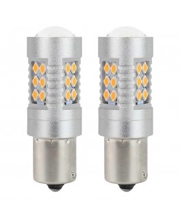 Amio Canbus 3030 24smd 1156 led bulbs bau15s py21w orange 12v / 24v