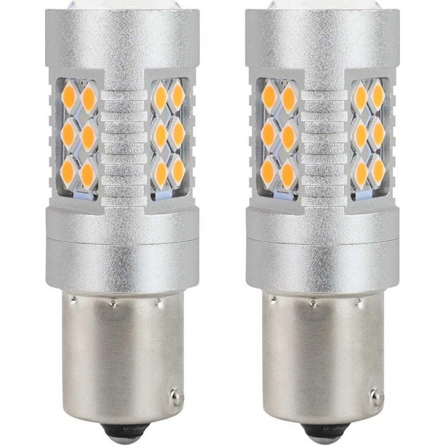Amio Canbus 3030 24smd 1156 led bulbs bau15s py21w orange 12v / 24v – 2