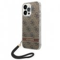 Dėklas Guess GUOHCP14XH4STW iPhone 14 Pro Max 6,7 colio rudas / rudas kieto dėklo 4G spausdinimo dirželis Dėklas Guess GUOHCP14XH4STW iPhone 14 Pro Max 6,7 colio rudas / rudas kieto dėklo 4G spausdinimo dirželis