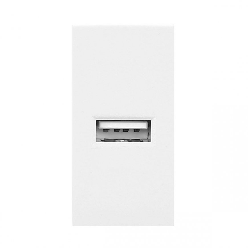Orno NOEN USB, 22,5x45 mm modulinis prievadas su USB įkrovikliu, 2,1A 5V DC, balta – 2