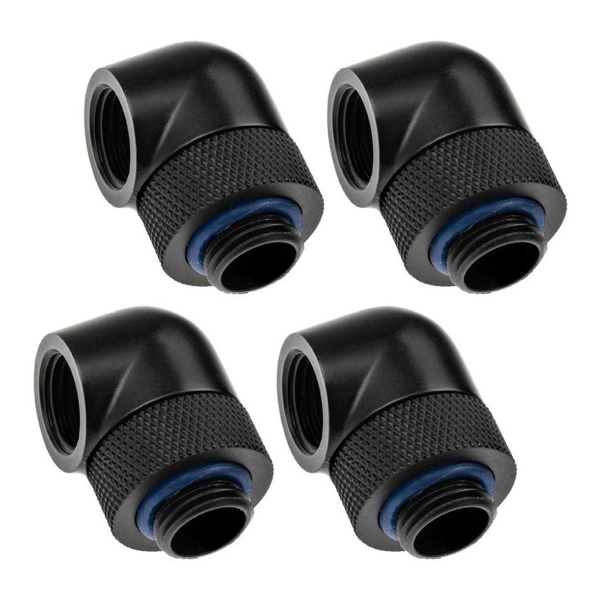 XSPC XSPC adapteris 90 ° G1/4 ″ AG iki G1/4 colių IG, juodas, 4 dozių paketas