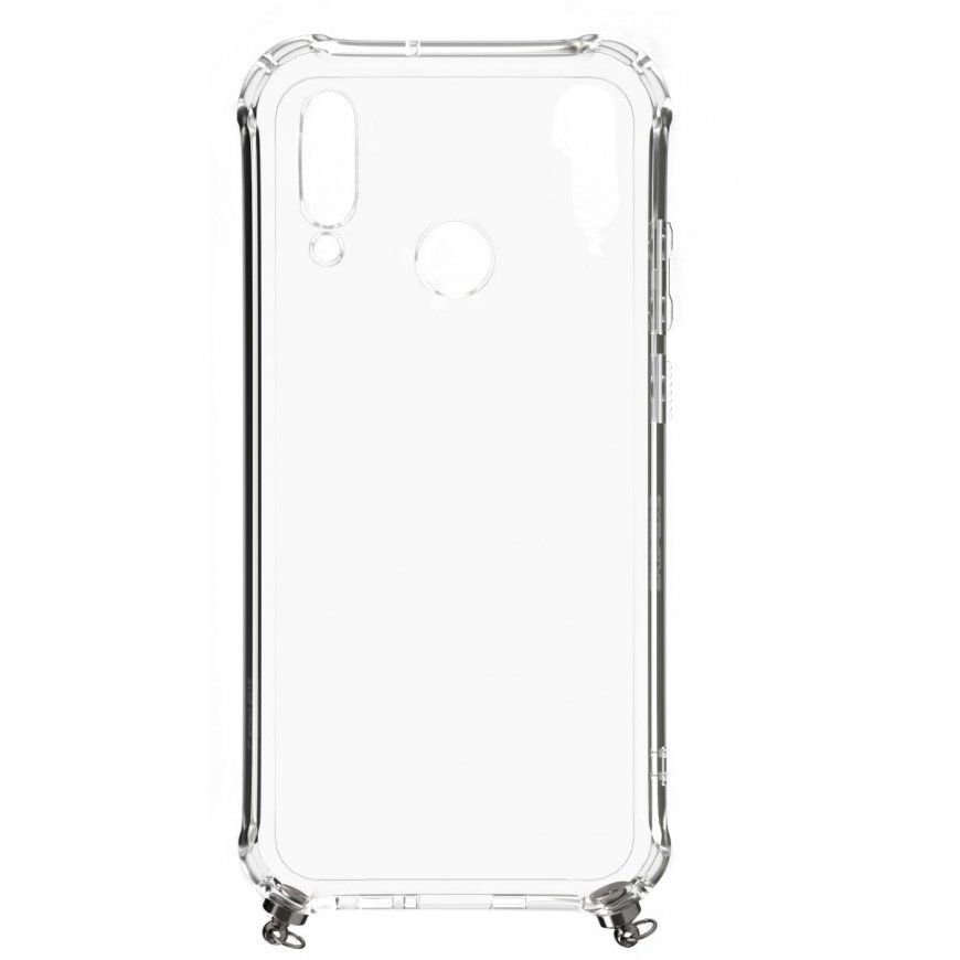 Evelatus Huawei P30 Lite Silicone Transparent with Necklace TPU Strap Silver