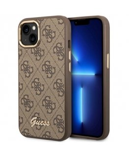 Guess GUHCP14MHG4SHW iPhone 14 Plus 6,7 colio rudas / rudas kietas dėklas, 4G vintage auksinis logotipas