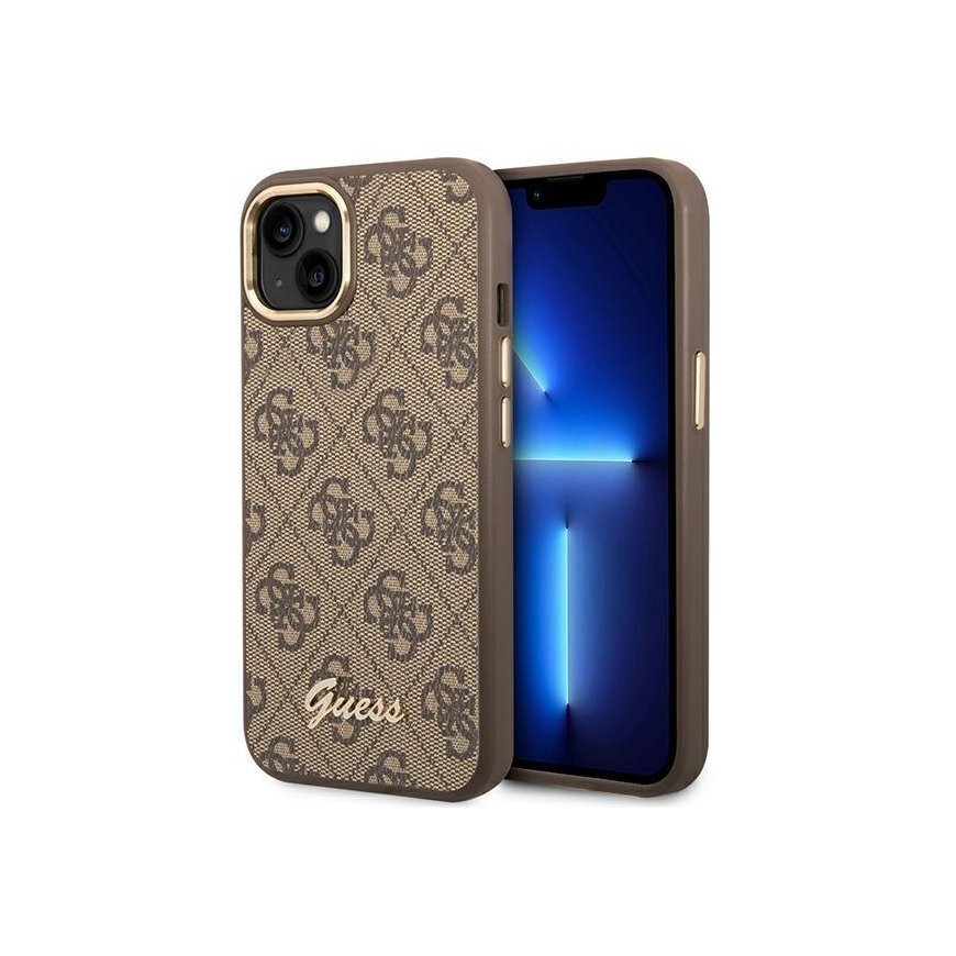 Guess GUHCP14MHG4SHW iPhone 14 Plus 6.7 Inch Brown/Brown Hard Case 4G Vintage Gold Logo