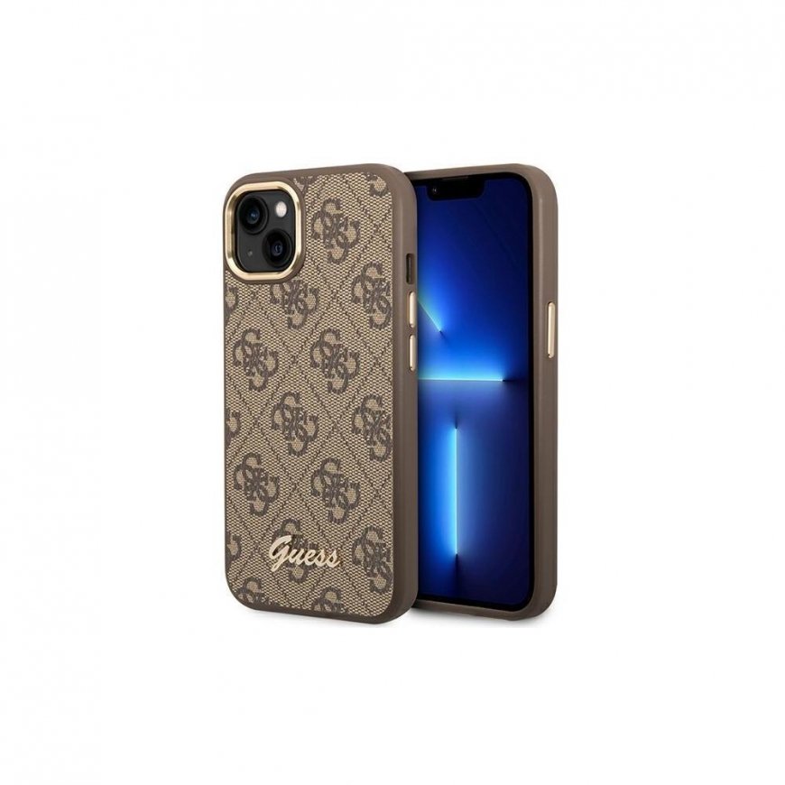 Guess GUHCP14MHG4SHW iPhone 14 Plus 6,7 colio rudas / rudas kietas dėklas, 4G vintage auksinis logotipas – 3