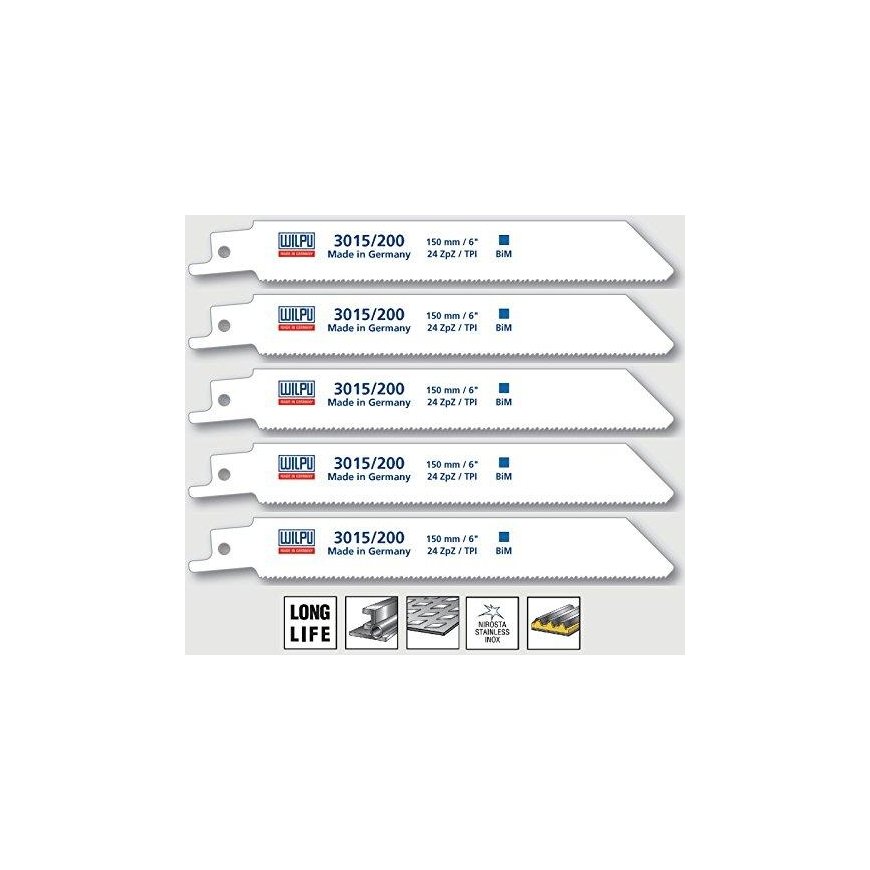 Saws for steel, sheets up to 1.2 mm WILPU, 5 pcs 180 mm 3015/200