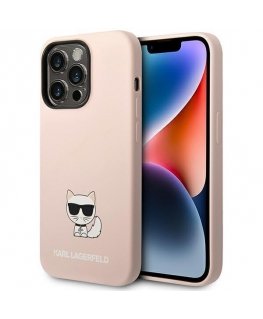 Karl Lagerfeld Karl Lagerfeld KLHCP14XSLCTPI iPhone 14 Pro Max 6.7 Inch Hard Case Light Pink / Light Pink Silicone Choupette Cas