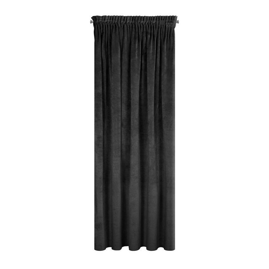 Naktinė užuolaida iš minkšto aksomo Eurofirany DIVA LINE RIA 140X270 cm, juosta/ tunelis/ kabliukai, 300 g/m2, spalva: juoda – 3