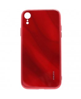 Evelatus Apple iPhone XR Water Ripple Full Color Electroplating Tempered Glass Case Red