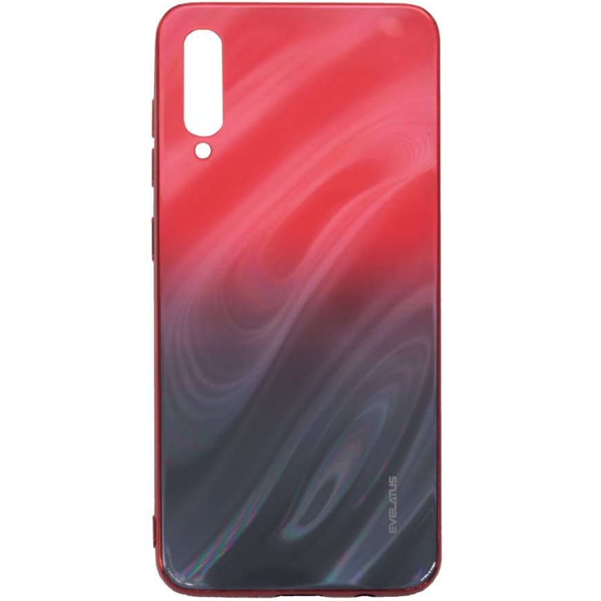 Evelatus Samsung Galaxy A50 Water Ripple Full Color Electroplating Tempered Glass Gradient Red-Black