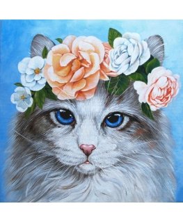 Beldizart Mėlynaakis katinas gėlėmis 38x38 WD2464