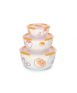 OURSSON BS2981RC/OR pusdienbļoda Bļodu komplekts 1,7 L Apaļš Keramikas Oranžs, Balts 3 pcs