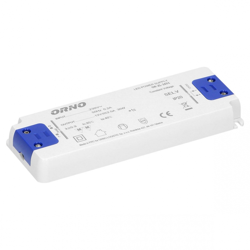 Orno Plokščias maitinimo šaltinis LED 12VDC 30W, IP20, aukštis 18mm – 2