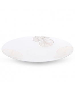Eurofirany LIMITED COLLECTION BLANCA5 Decorative plate with leaf motif, ∅ 37 X 4 cm, color: white/gold