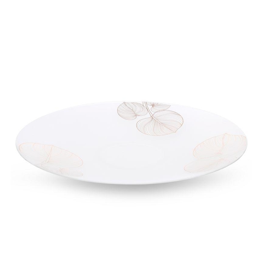 Eurofirany LIMITED COLLECTION BLANCA5 Dekoratyvinė lėkštė su lapų motyvu, ∅ 37 X 4 cm, spalva: balta/auksinė