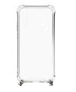 Evelatus Samsung Galaxy A70 Silicone Transparent with Necklace TPU Strap Silver