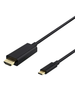 USB-C - HDMI kabelis DELTACO 2m, 4K@60Hz, juodas / USBC-HDMI-1020