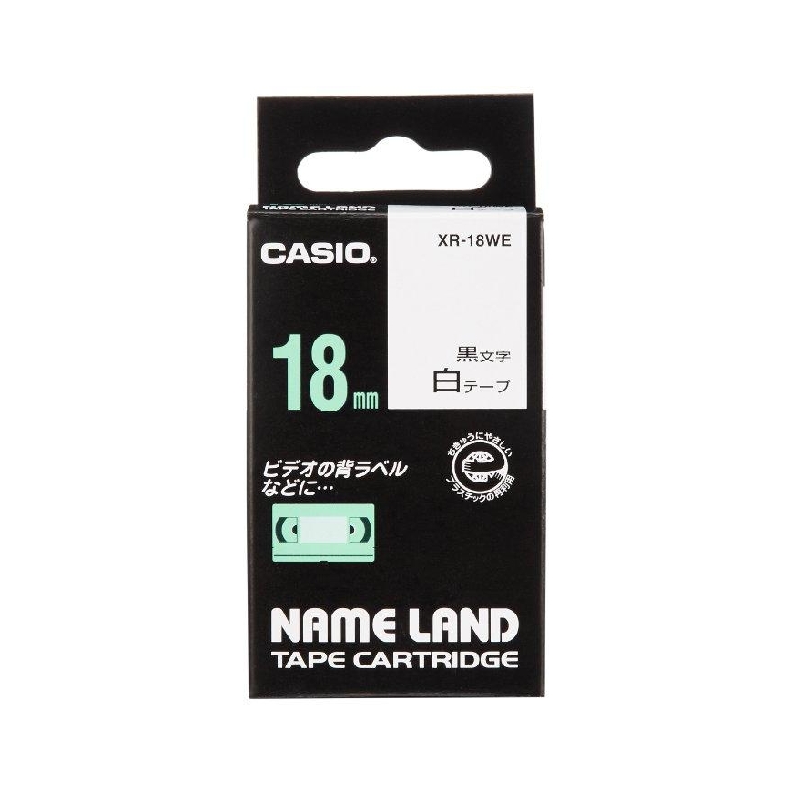 Casio XR-18WE1 tape, black print/white base