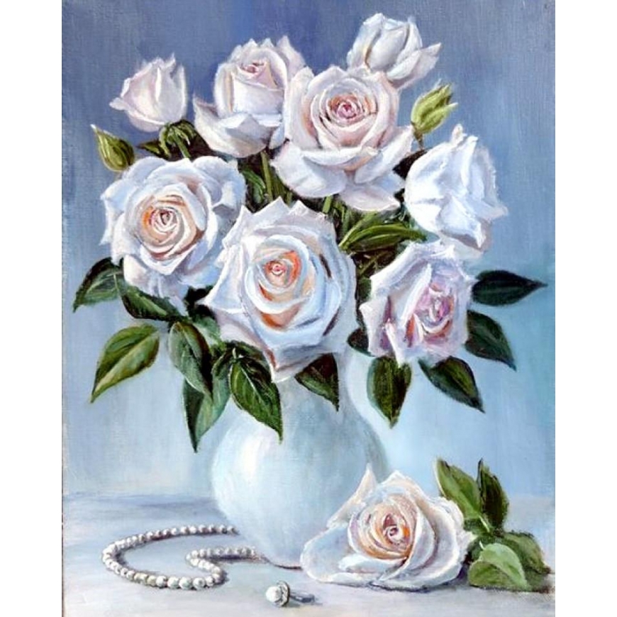Beldizart Baltų rožių puokštė 40*50 cm WD2617