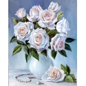 Beldizart Bouquet of white roses 40*50 cm WD2617 Beldizart Bouquet of white roses 40*50 cm WD2617