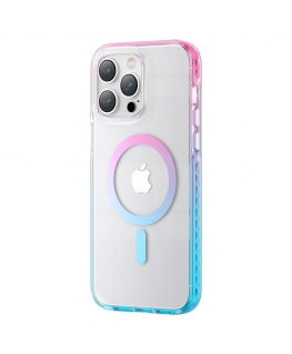 Kingxbar PQY Ice Crystal serijos magnetinis dėklas iPhone 14 Pro MagSafe rožinės ir mėlynos spalvos