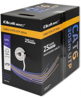 QOLTEC 50359 UTP network kabelis CAT6 305m PVC pilkas