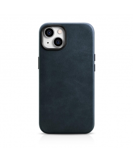 icarer oil wax Premium leather case for iPhone 14 Plus Magnetic leather case with magSafe dark blue (WMI14220703-BU)