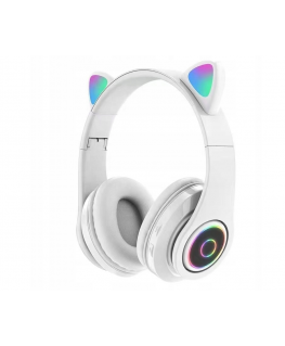 Invest Wireless bluetooth LED headphones, white cat ears