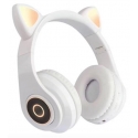 Invest Belaidės bluetooth LED ausinės, baltos katės ausys