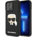 Karl Lagerfeld KLHCP14LKH3DBK iPhone 14 Pro 6.1 "juodas / juodas kietas dėklas, 3D guminis Karlo galvutė Karl Lagerfeld KLHCP14LKH3DBK iPhone 14 Pro 6.1 "juodas / juodas kietas dėklas, 3D guminis Karlo galvutė