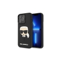 Karl Lagerfeld KLHCP14LKH3DBK iPhone 14 Pro 6.1 "juodas / juodas kietas dėklas, 3D guminis Karlo galvutė Karl Lagerfeld KLHCP14LKH3DBK iPhone 14 Pro 6.1 "juodas / juodas kietas dėklas, 3D guminis Karlo galvutė