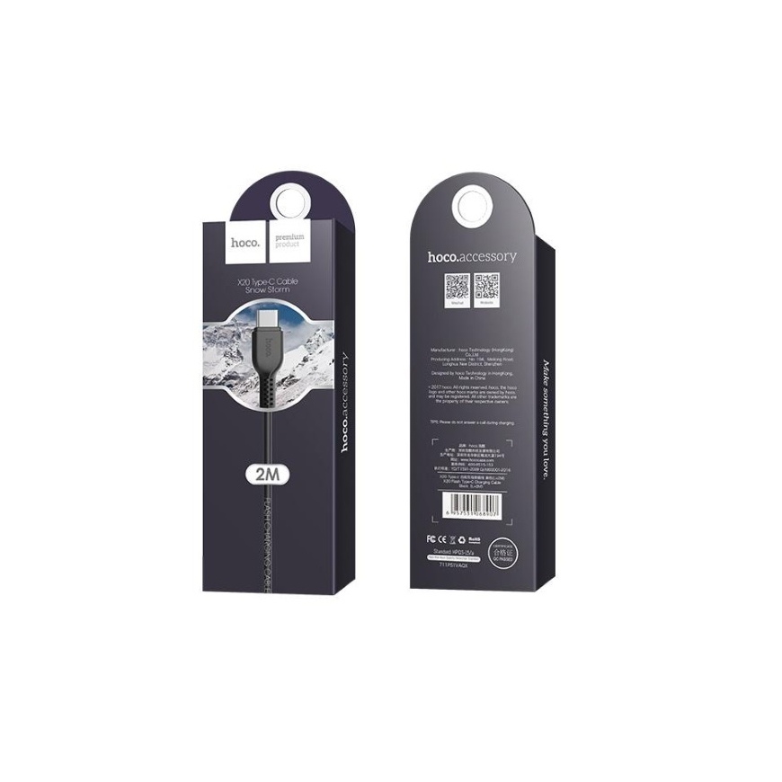 Hoco X20 Ultra Durable Type-C to USB Data & Fast 2.4A Charger Cable 2m Black – 4