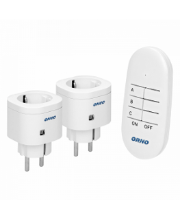 Orno Wireless mini socket set controlled by 2+1 remote control, Schuko