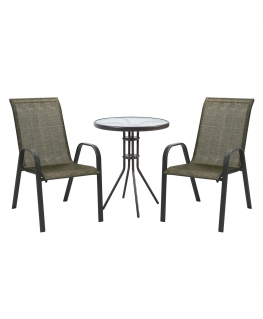Outdoor furniture set Garden furniture set DUBLIN, table and 2 chairs (11874) 60x70 cm, table top: 5 mm clear glass, frame: stee
