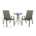 Outdoor furniture set Garden furniture set DUBLIN, table and 2 chairs (11874) 60x70 cm, table top: 5 mm clear glass, frame: stee Outdoor furniture set Garden furniture set DUBLIN, table and 2 chairs (11874) 60x70 cm, table top: 5 mm clear glass, frame: stee