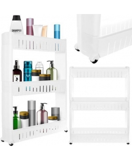 Mobile kitchen shelf on wheels, white
