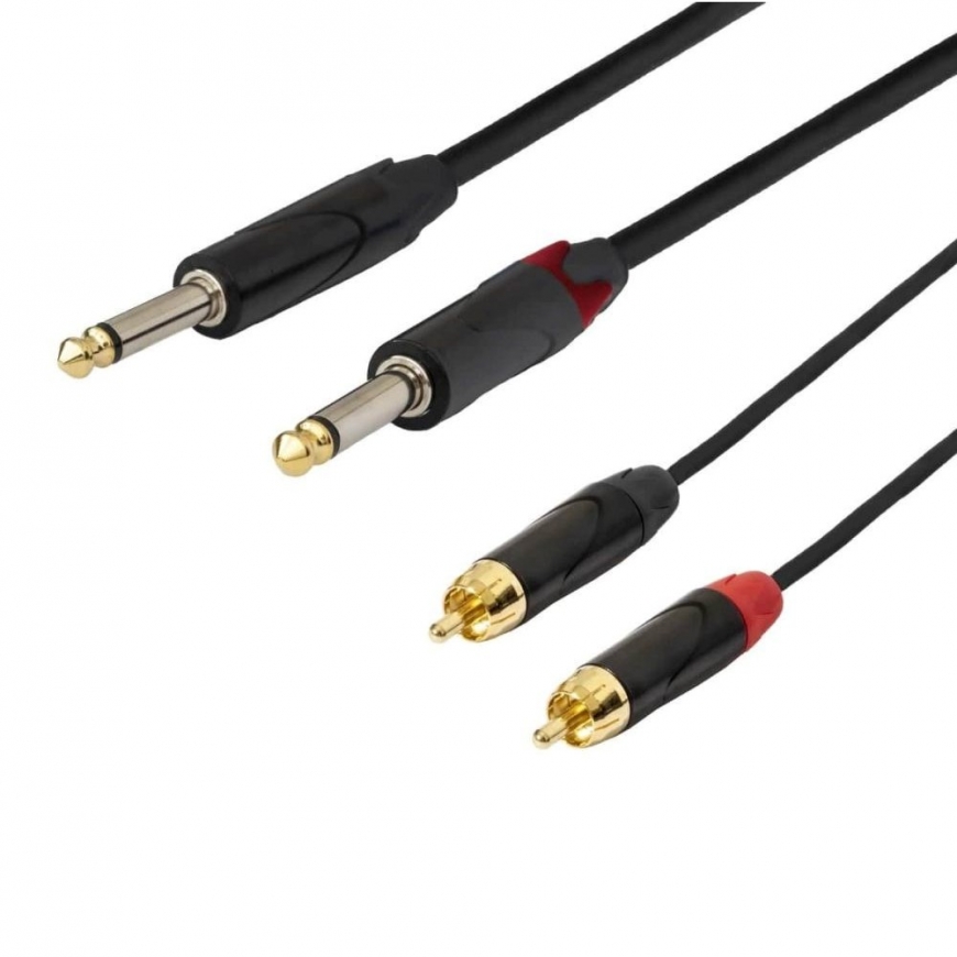 SSQ RCAJM5 - Cable 2x RCA - 2x Jack Mono 6,3 mm 3 m Black – 3
