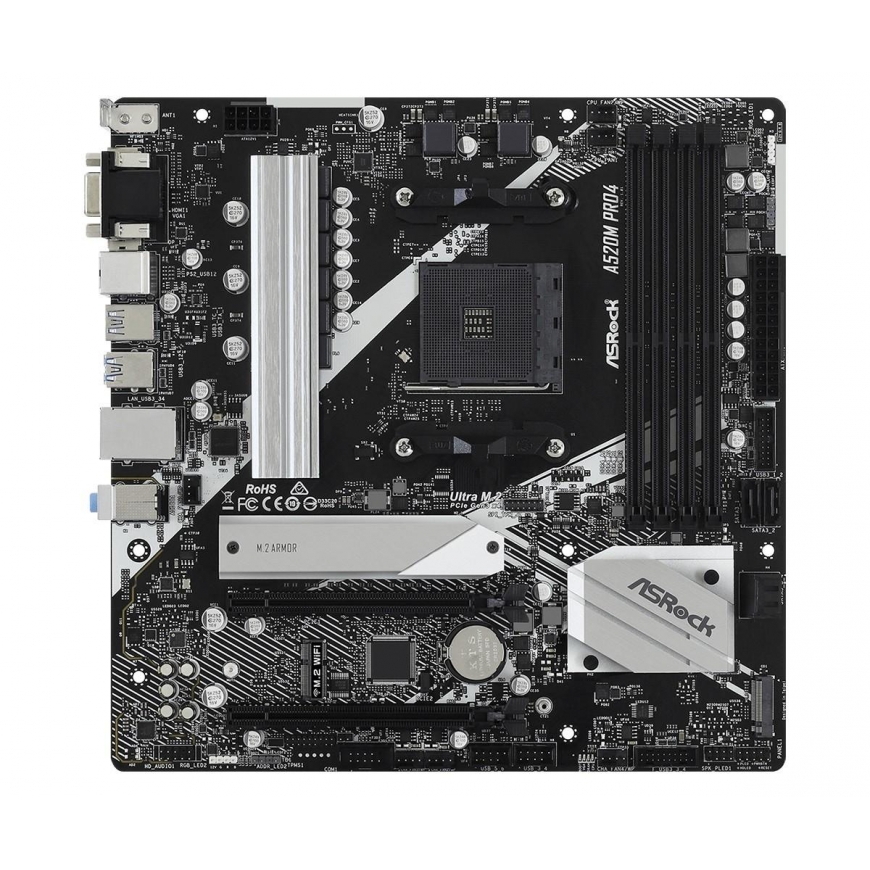 Pagrindinė plokštė ASROCK A520M PRO4 AM4 2xDDR4 mATX MB