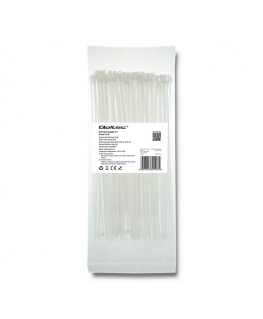 Qoltec 52195 kabeļu saite Kāpņu formas kabeļu saite Neilons Balts 100 pcs