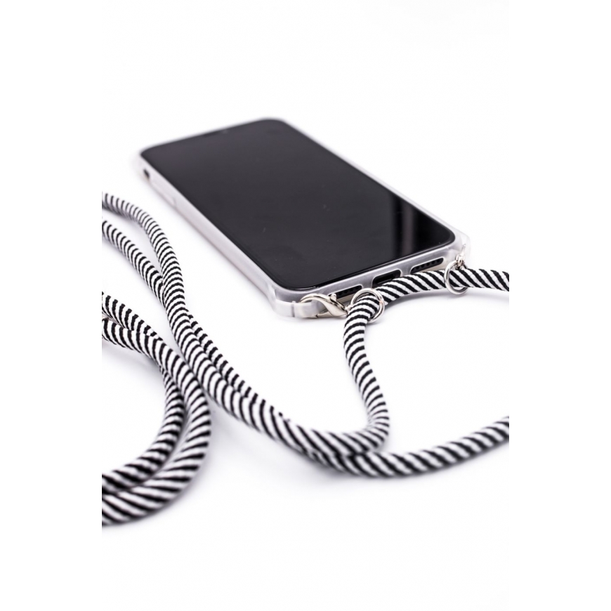 Evelatus Samsung A40 Case with rope Black Stripes Transparent