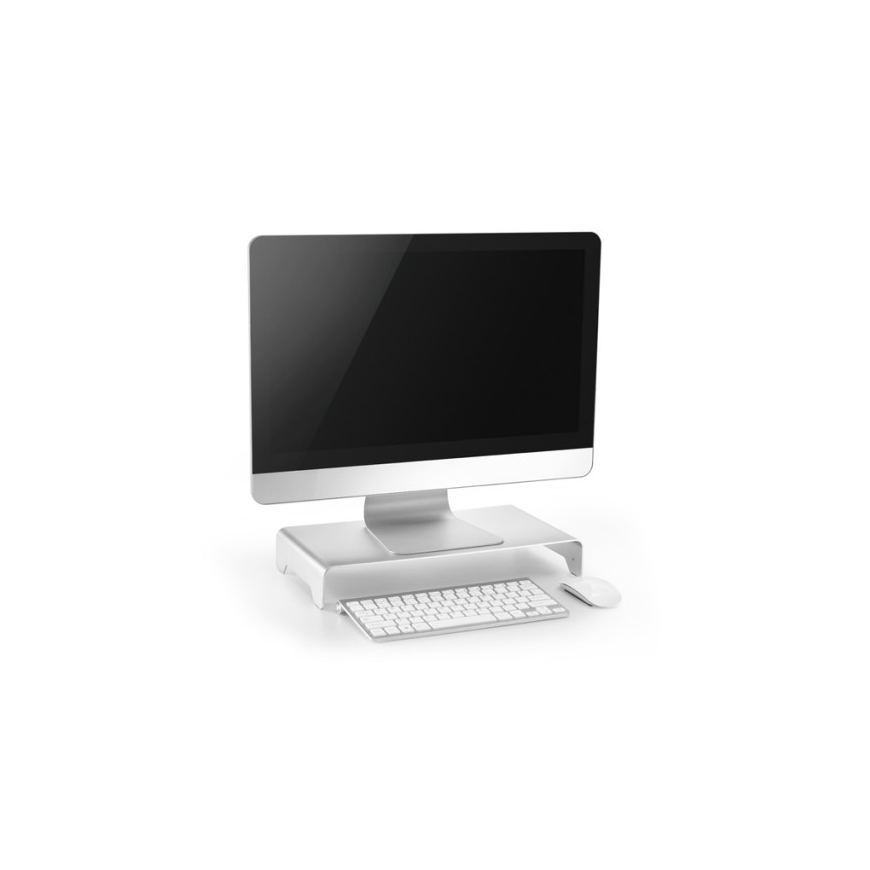 Laikiklis „Powerton“ monitoriaus pagrindas, modernus minimalistinis designas, sidabrinis, aliuminis, 10 kg krovumo, „Powerton“,