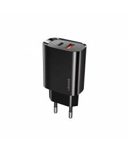 Usams US-CC121 tīkla adapteris-lādētājs 20W ar 2 portiem quick charging USB-C (Type-C) PD3.0 un quick charge USB priekš iPhone 1