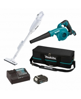 MAKITA RINKINYS 12V pūstuvas UB100D + DULKIŲ SIurblys CL108FD 1x2,0Ah KREPŠELIS CLX245SAX1
