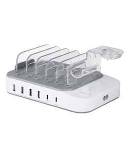 USB charging station DELTACO 4x USB-A, 2x USB-C, 50 W, white / DPS-0203