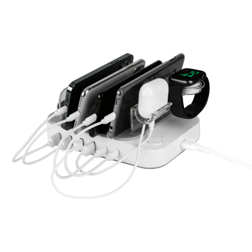 USB charging station DELTACO 4x USB-A, 2x USB-C, 50 W, white / DPS-0203 – 2